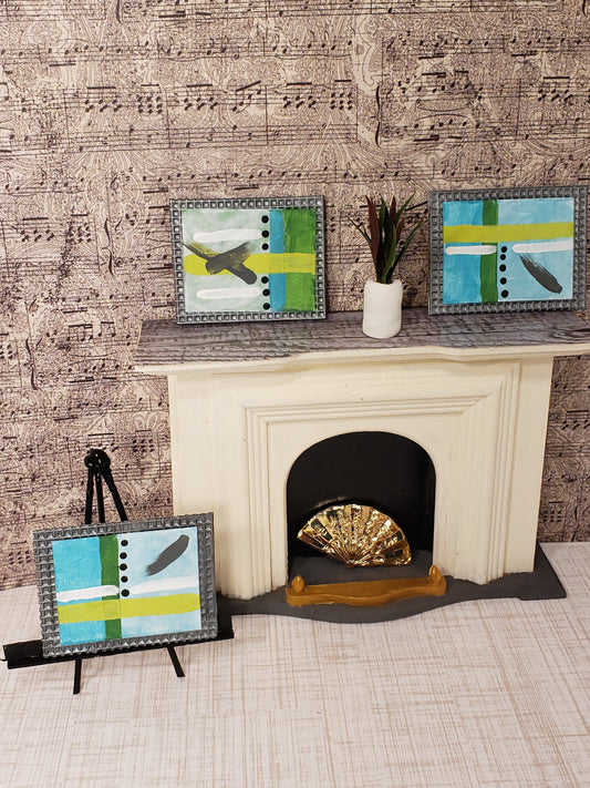 Miniature Wall Art - Aqua and Green Abstact