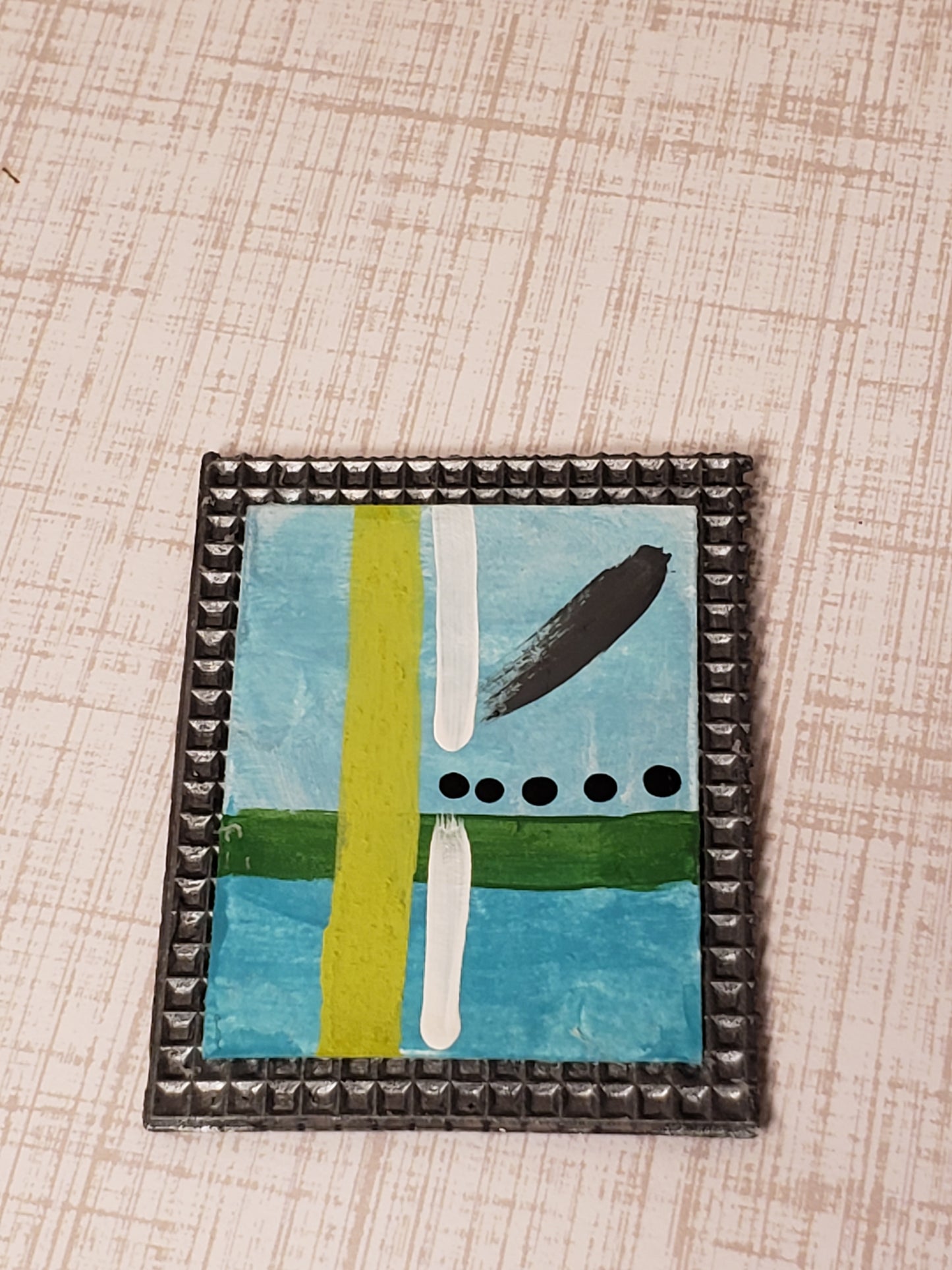 Miniature Wall Art - Aqua and Green Abstact