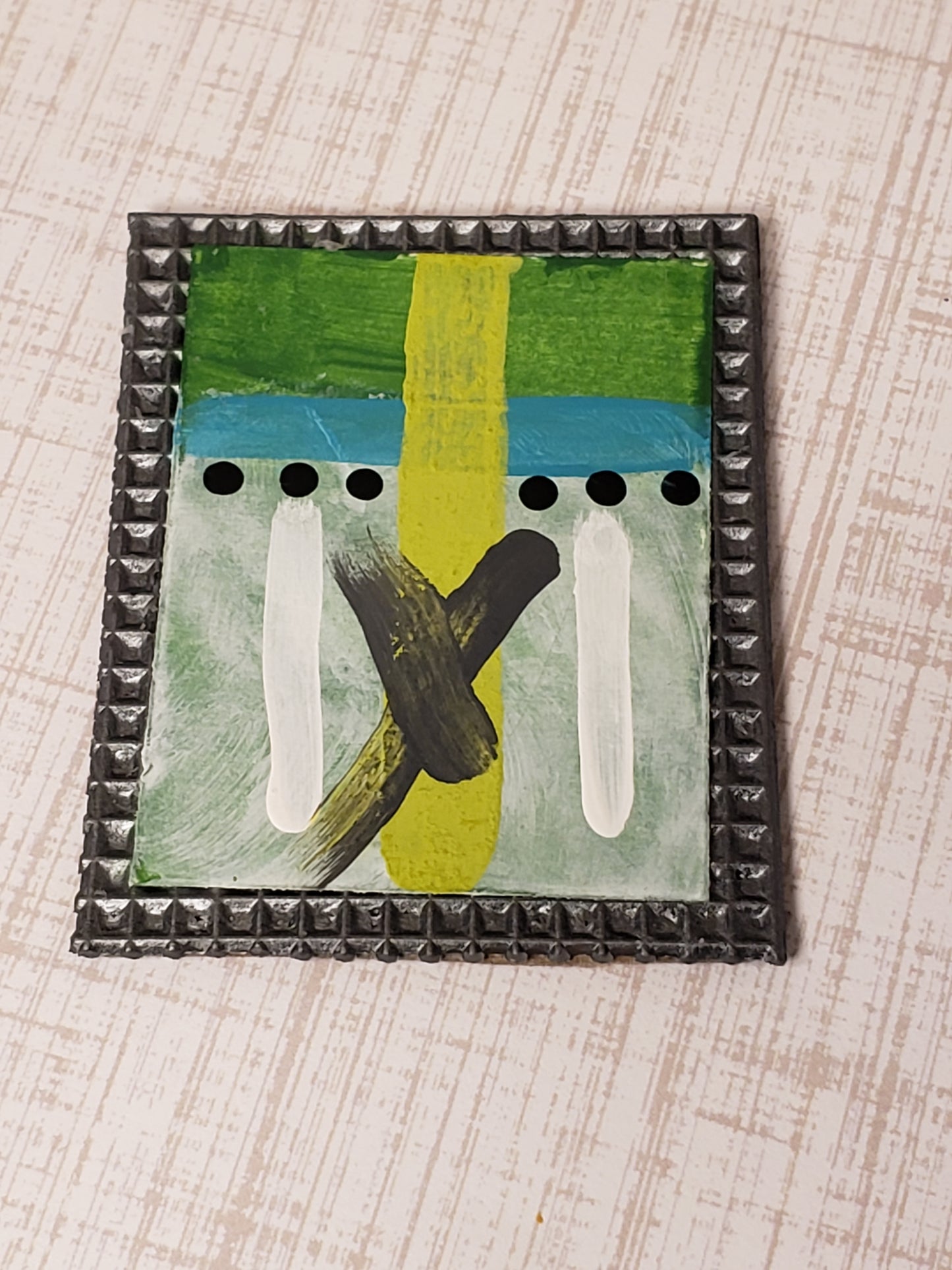 Miniature Wall Art - Aqua and Green Abstact