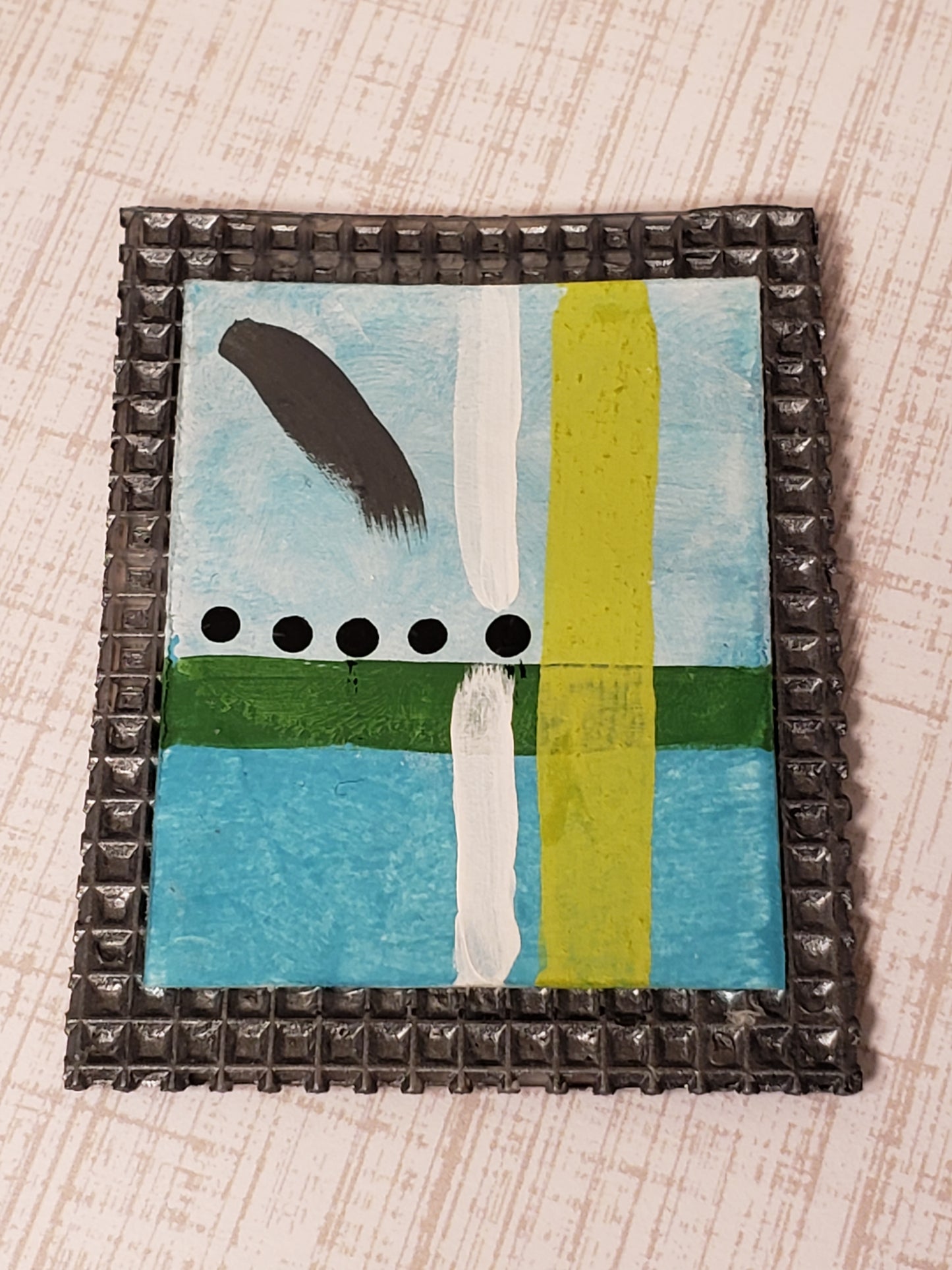Miniature Wall Art - Aqua and Green Abstact