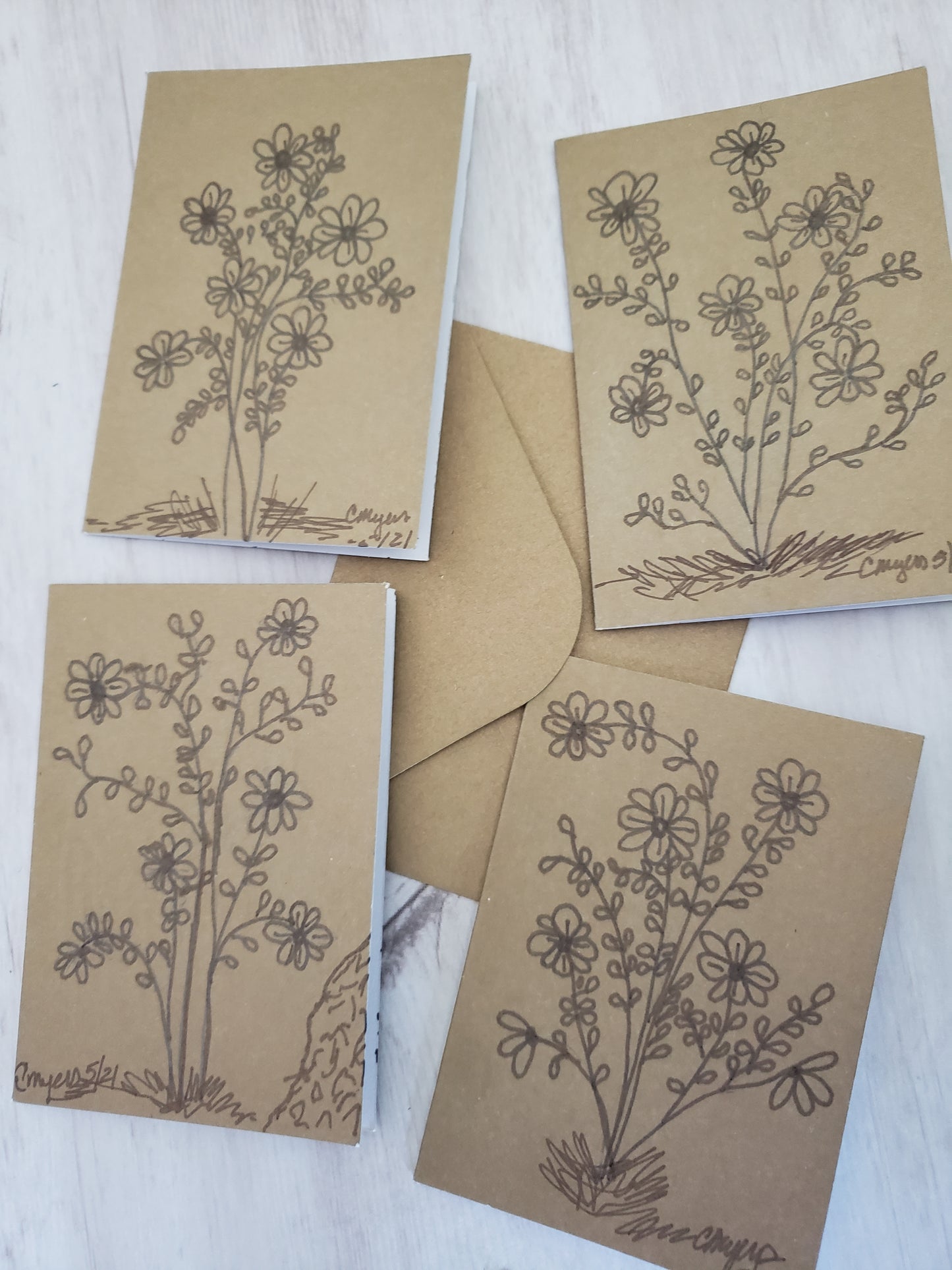 Miniature Note Cards - Daisies