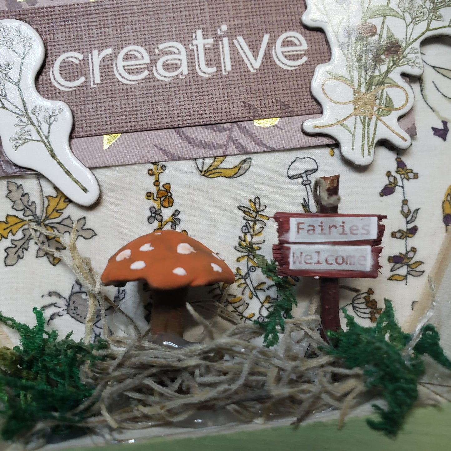 "Creativity found in a Field of Flowers" Wooden Floral Shadow Box