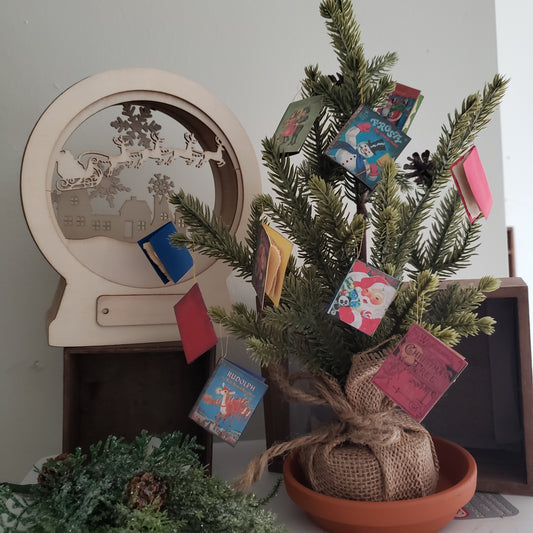 Miniature Holiday Handmade book ornament/tags (Set of 10 books)