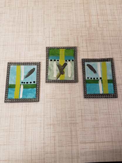 Miniature Wall Art - Aqua and Green Abstact