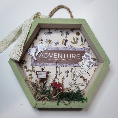 "Adventure Fields" Wooden Floral Shadow Box