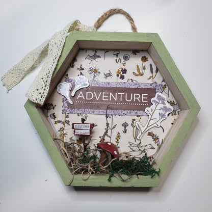 "Adventure Fields" Wooden Floral Shadow Box